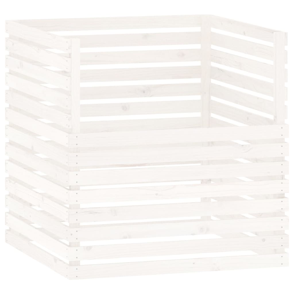Compostiera Bianca 100x100x102 cm in Legno Massello di Pino - homemem39