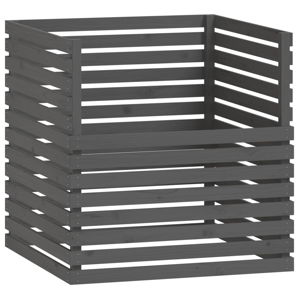 Compostiera Grigia 100x100x102 cm in Legno Massello di Pino - homemem39