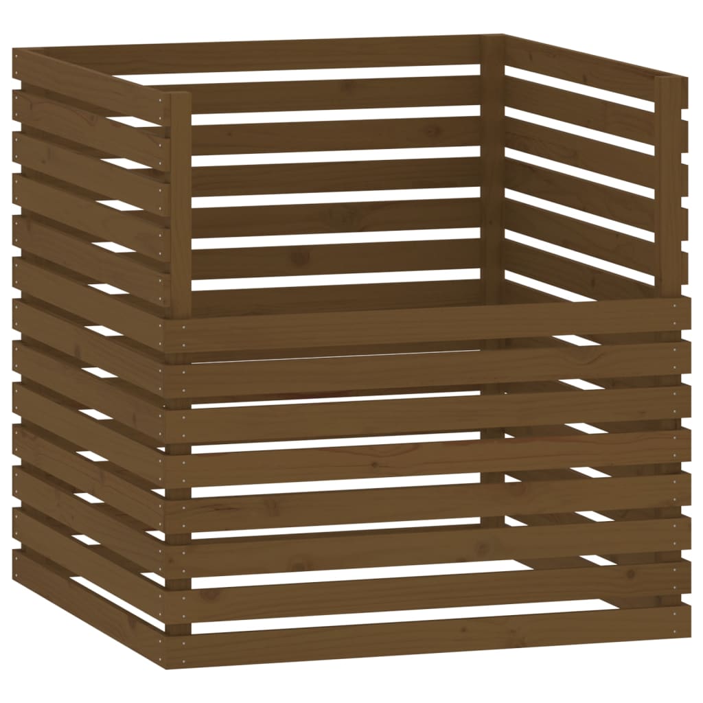 Compostiera Marrone Ambra 100x100x102 cm Legno Massello di Pino - homemem39