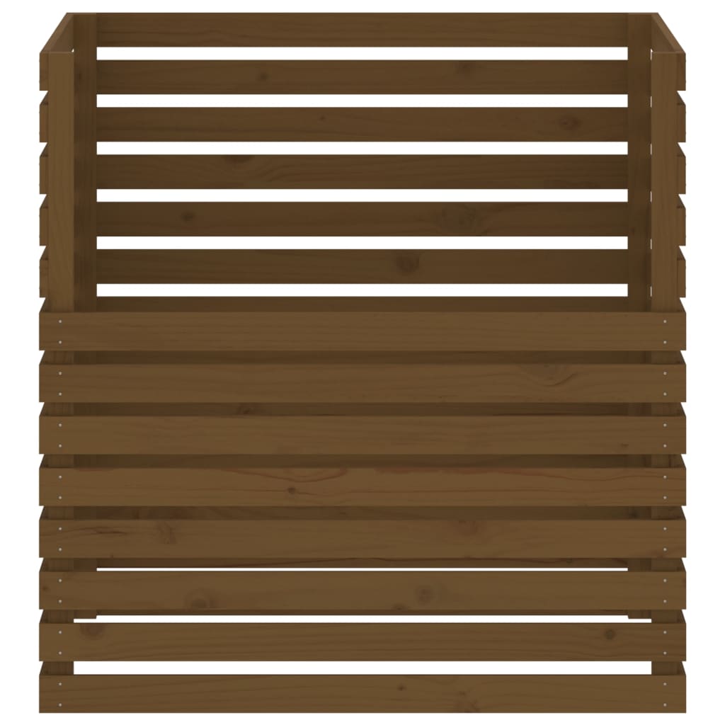 Compostiera Marrone Ambra 100x100x102 cm Legno Massello di Pino - homemem39