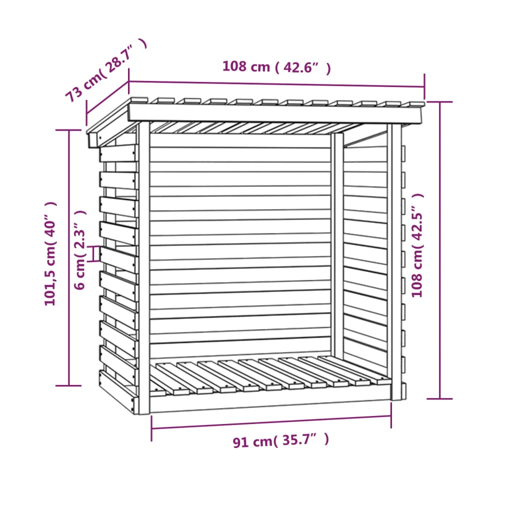 Portalegna Bianco 108x73x108 cm in Legno Massello di Pino - homemem39