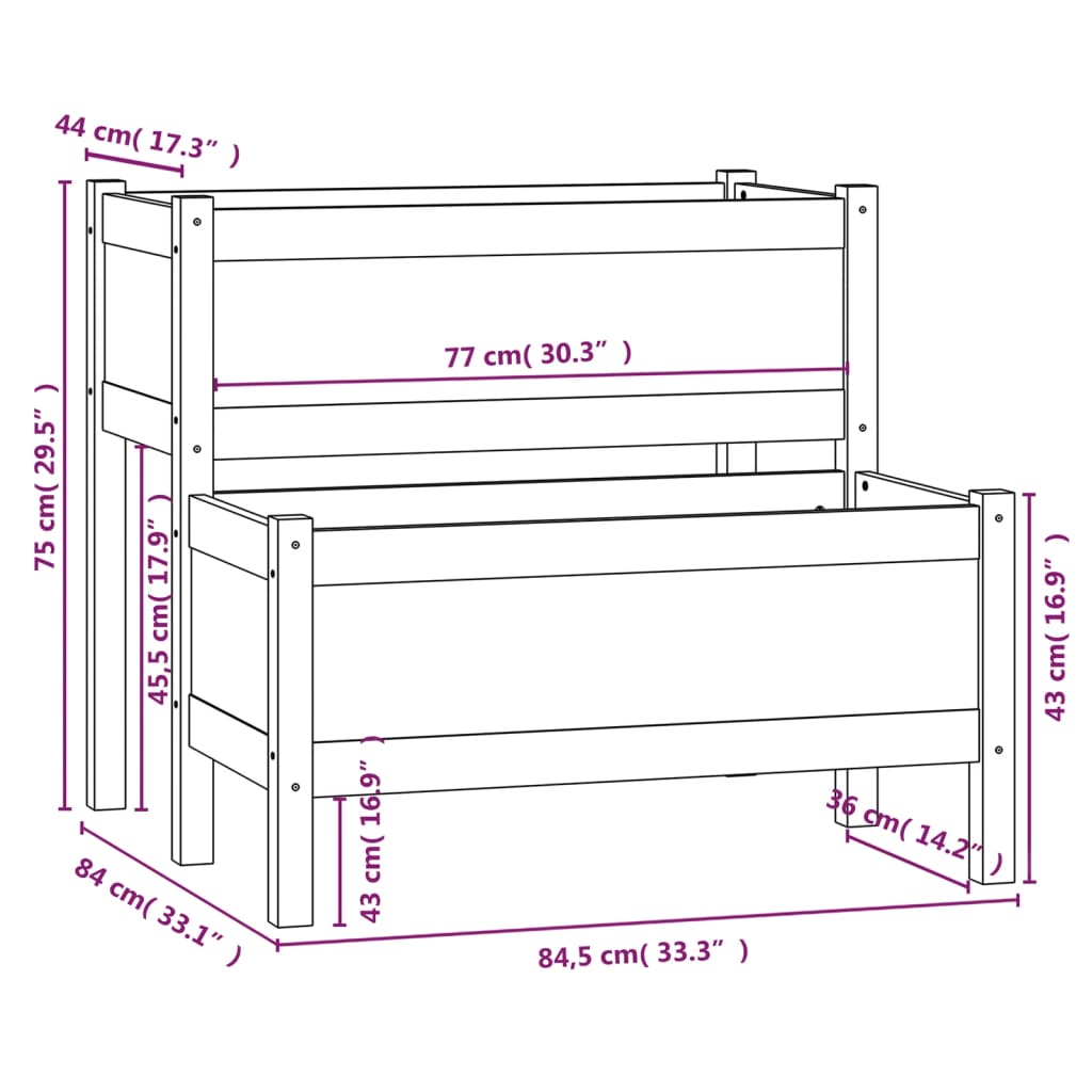 Fioriera Bianca 84,5x84x75 cm in Legno Massello di Pino | homemem39