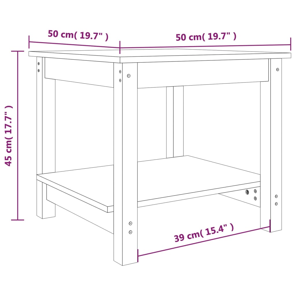 Tavolino da Salotto Bianco 50x50x45 cm Legno Massello di Pino | homemem39