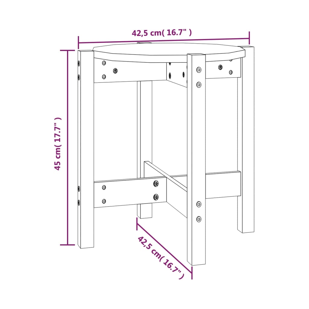 Tavolino da Salotto Ø 42,5x45 cm in Legno Massello di Pino | homemem39