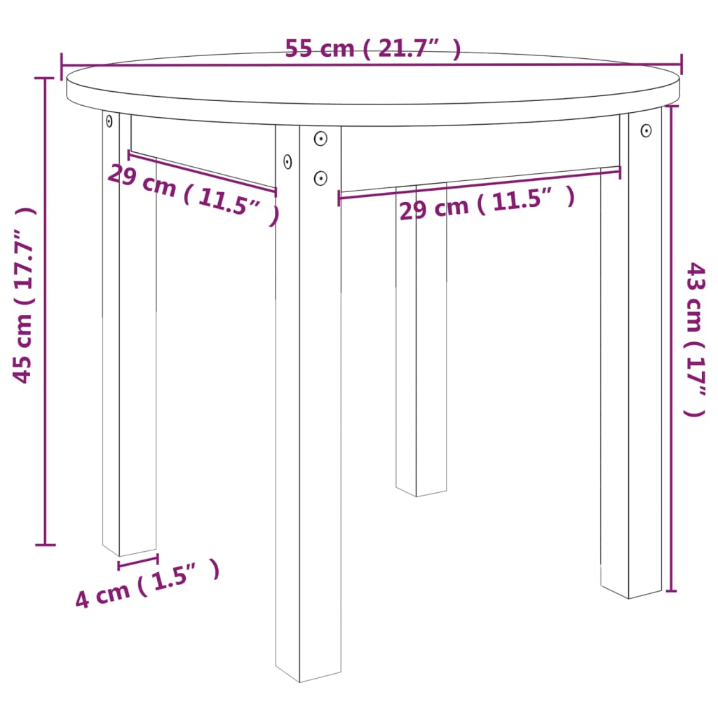 Tavolino da Salotto Ø 55x45 cm in Legno Massello di Pino | homemem39