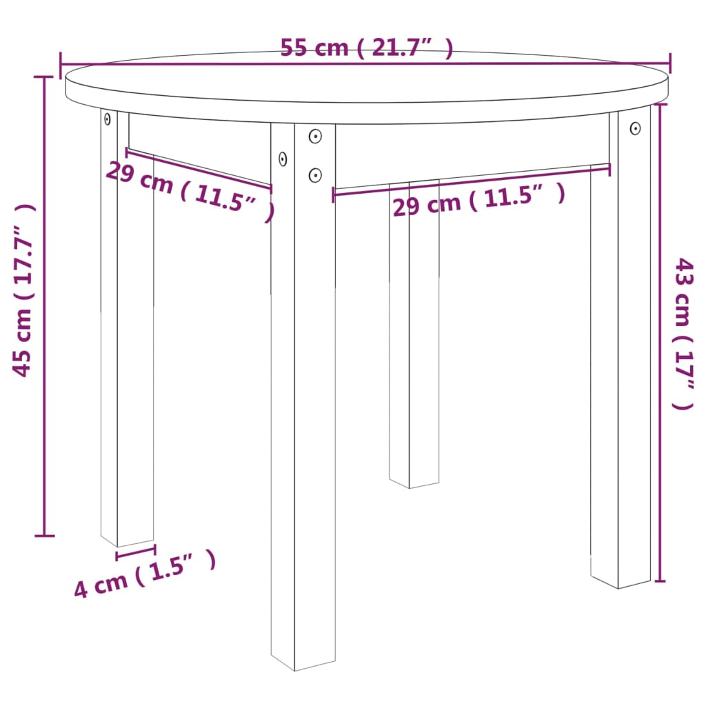Tavolino da Salotto Grigio Ø 55x45 cm in Legno Massello di Pino | homemem39