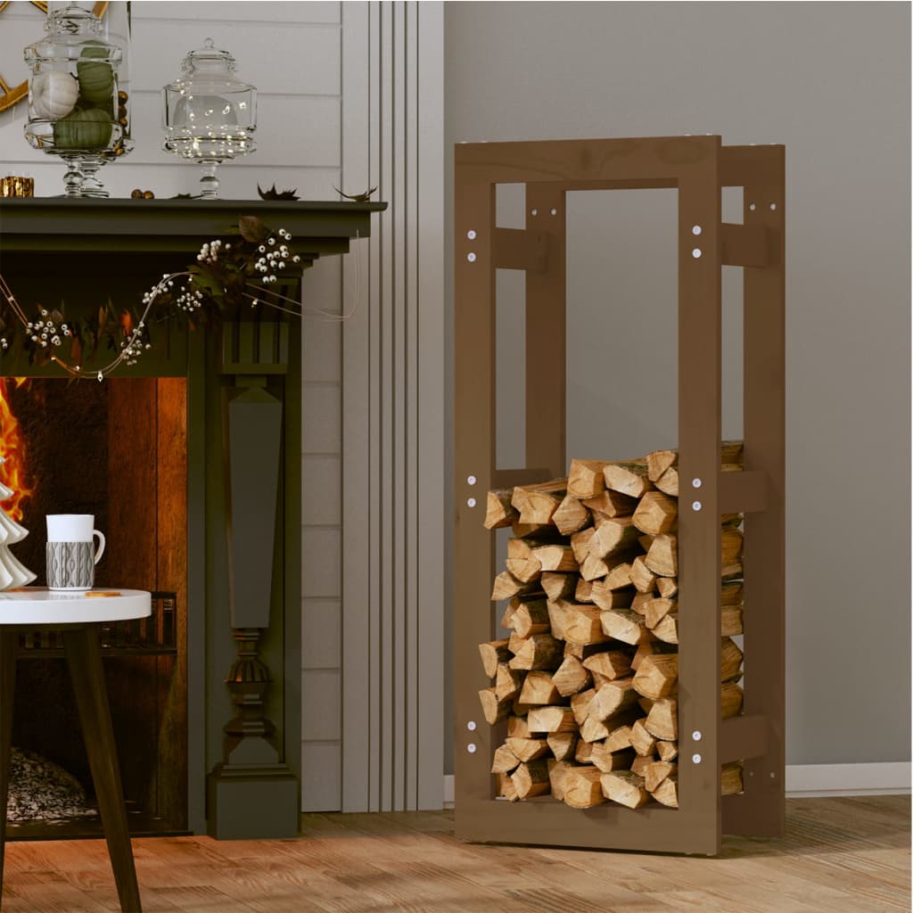 Portalegna Marrone Ambra 41x25x100 cm in Legno Massello di Pino - homemem39