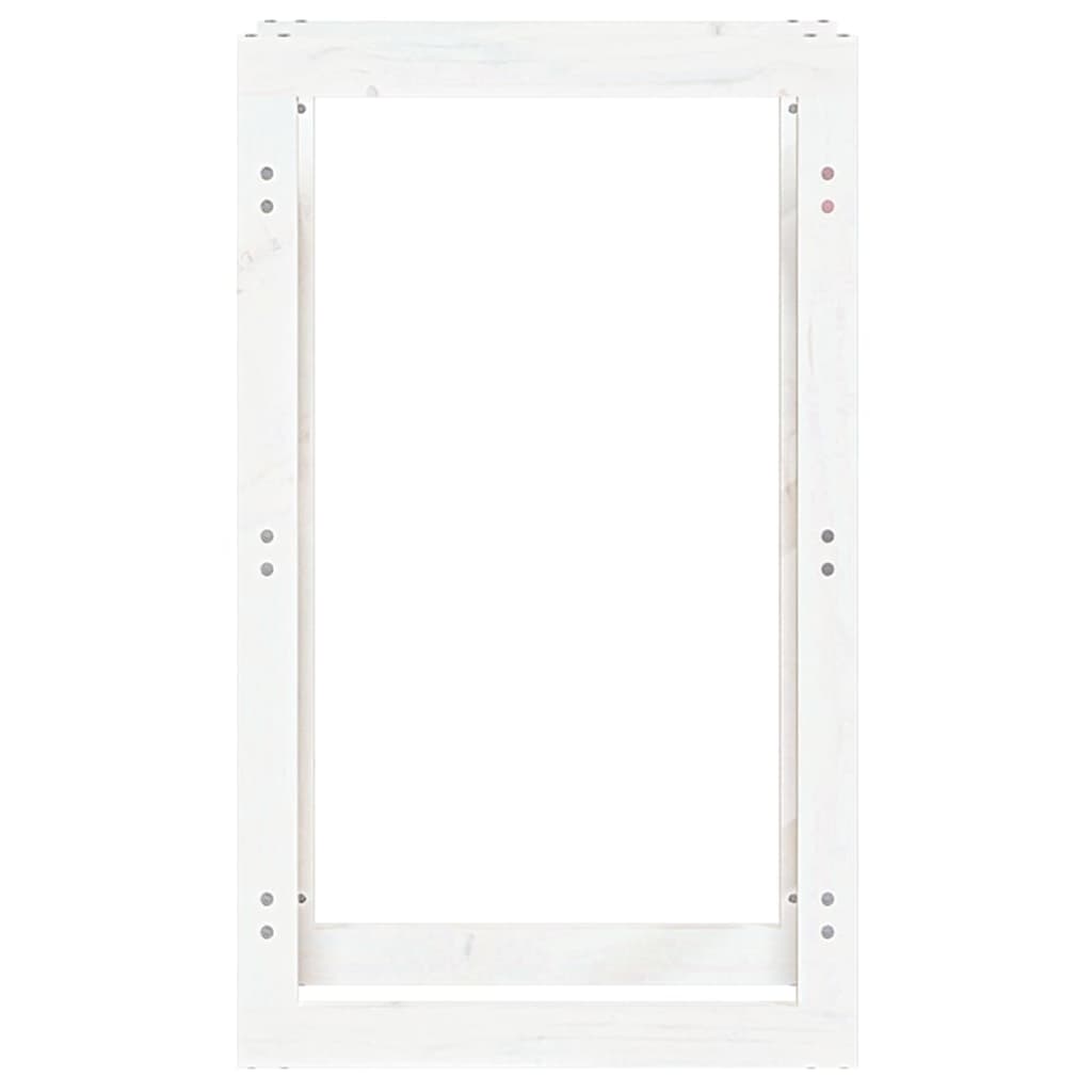 Portalegna Bianco 60x25x100 cm in Legno Massello di Pino - homemem39