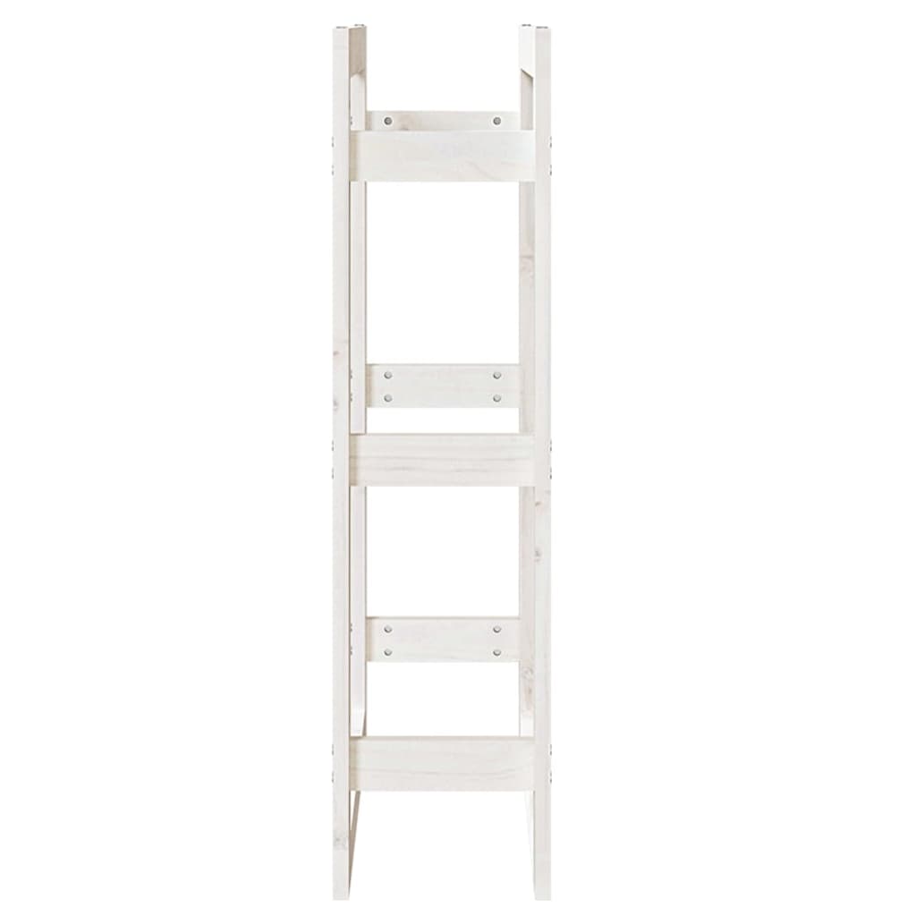 Portalegna Bianco 60x25x100 cm in Legno Massello di Pino - homemem39