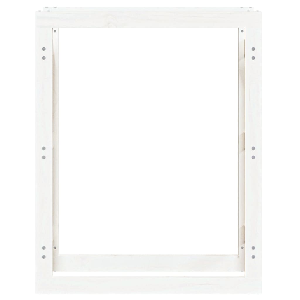 Portalegna Bianco 80x25x100 cm in Legno Massello di Pino - homemem39