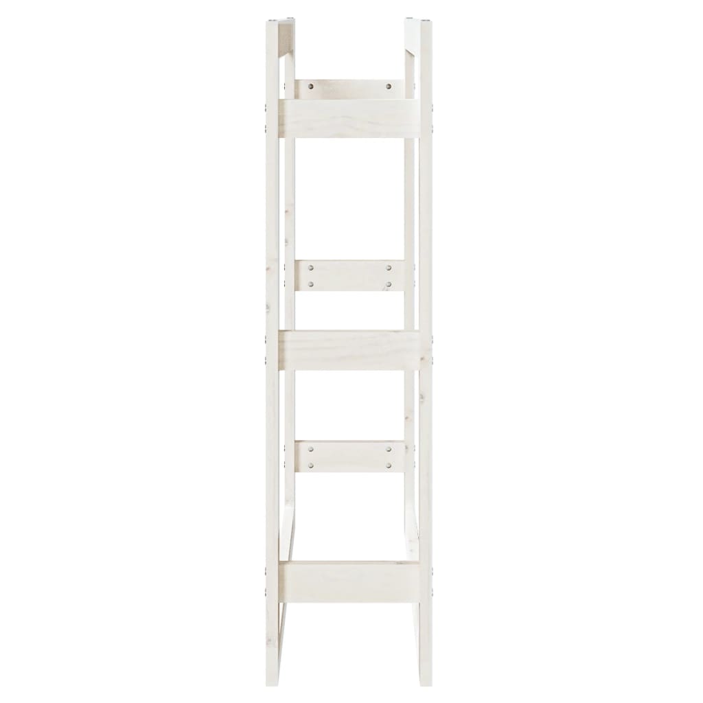 Portalegna Bianco 80x25x100 cm in Legno Massello di Pino - homemem39