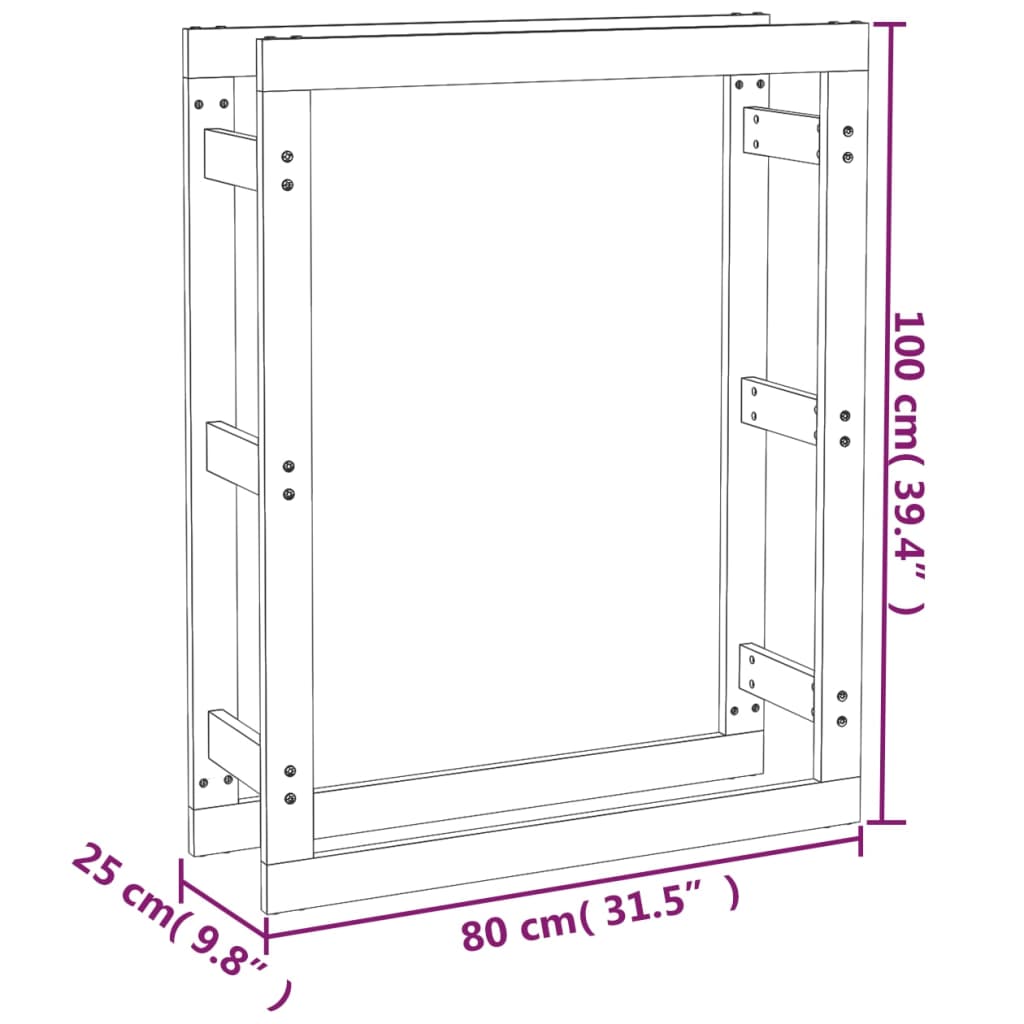 Portalegna Grigio 80x25x100 cm in Legno Massello di Pino | homemem39
