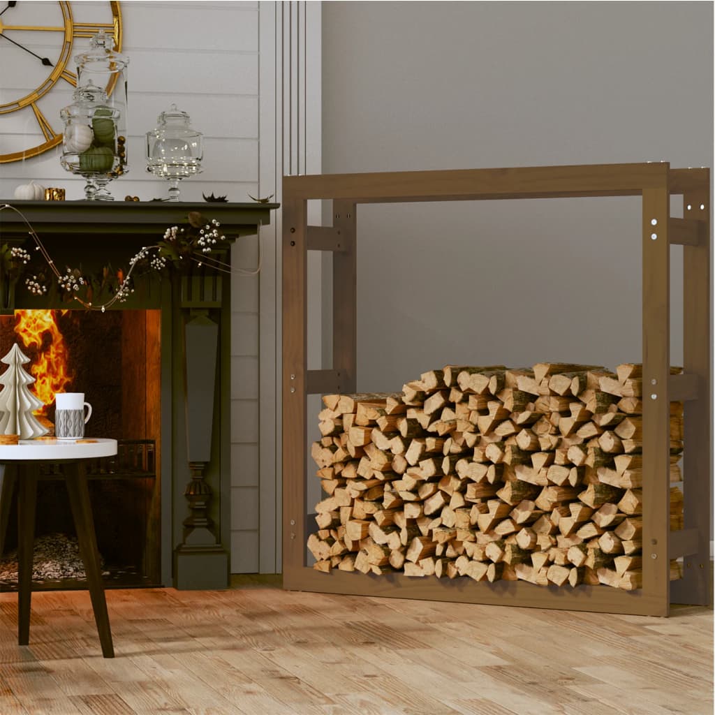 Portalegna Marrone Ambra 100x25x100cm Legno Massello di Pino - homemem39