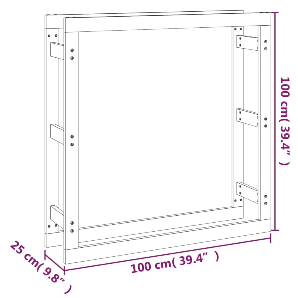 Portalegna Marrone Ambra 100x25x100cm Legno Massello di Pino - homemem39