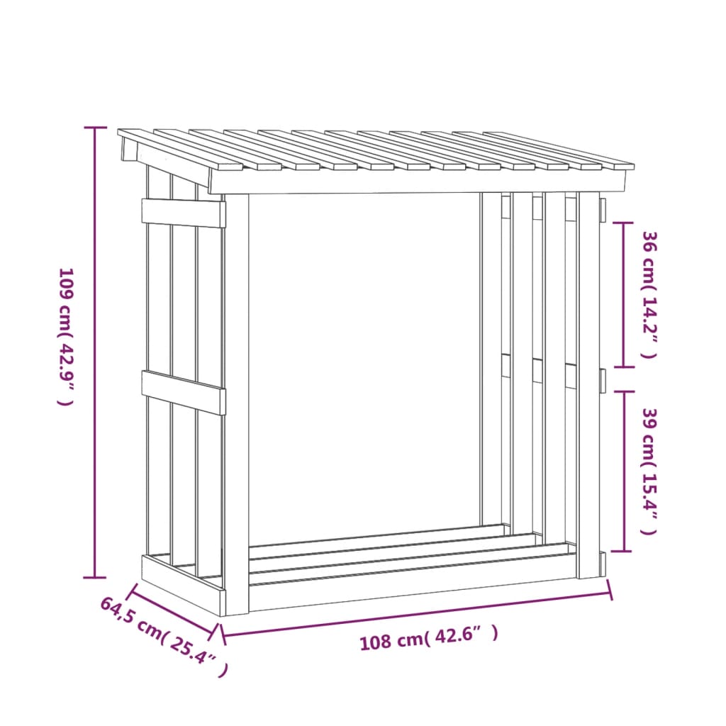 Portalegna Bianco 108x64,5x109 cm in Legno Massello di Pino | homemem39