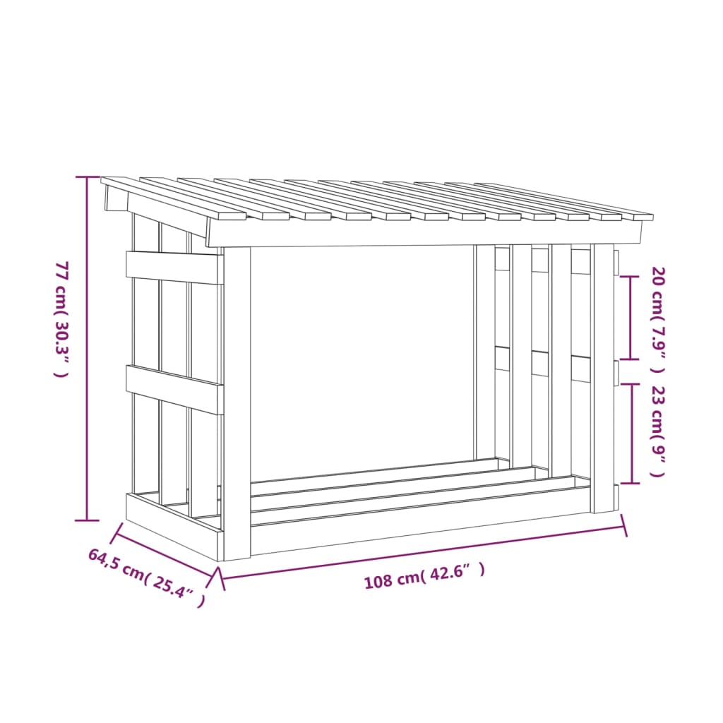 Portalegna 108x64,5x77 cm in Legno Massello di Pino - homemem39