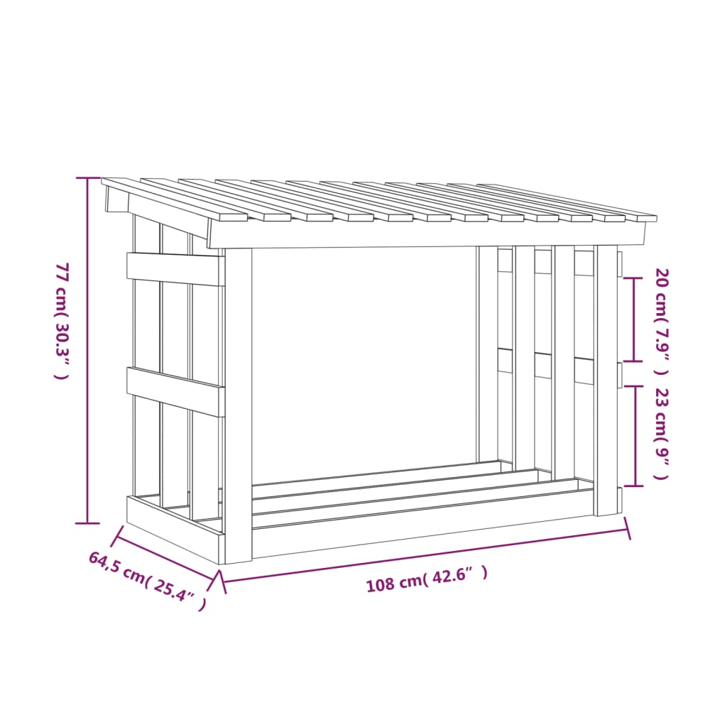 Portalegna Bianco 108x64,5x77 cm in Legno Massello di Pino - homemem39