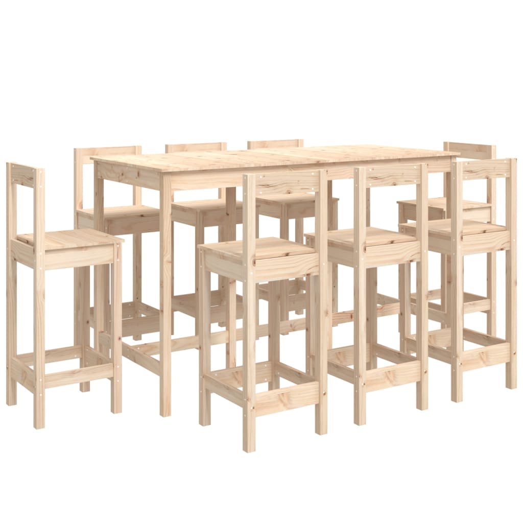 Set da Bar 9 pz in Legno Massello di Pino - homemem39