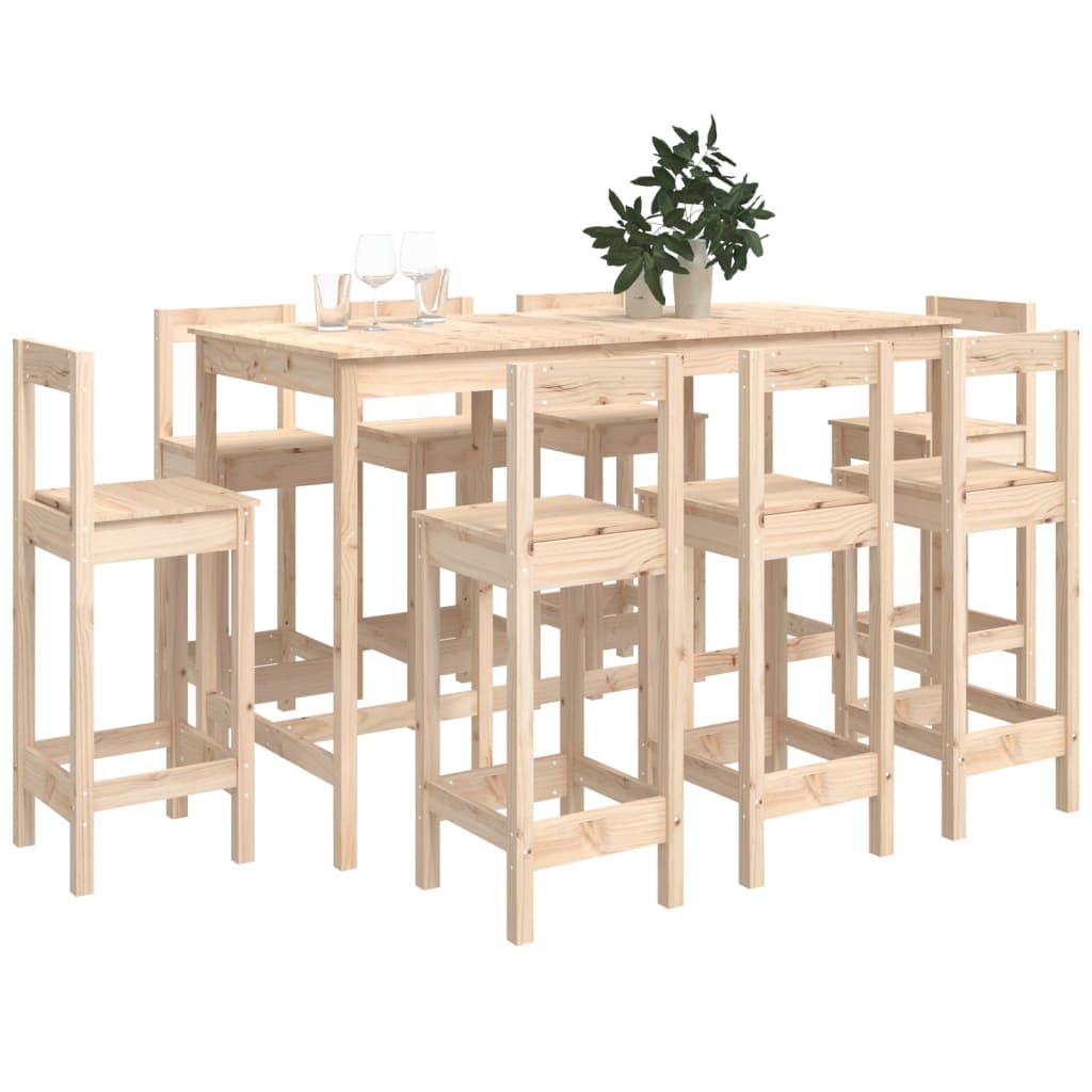 Set da Bar 9 pz in Legno Massello di Pino - homemem39