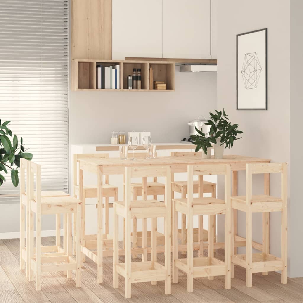 Set da Bar 9 pz in Legno Massello di Pino - homemem39
