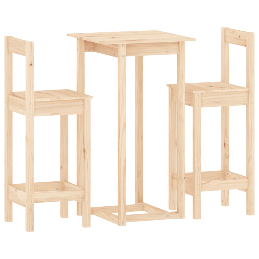 Set da Bar 3 pz in Legno Massello di Pino - homemem39