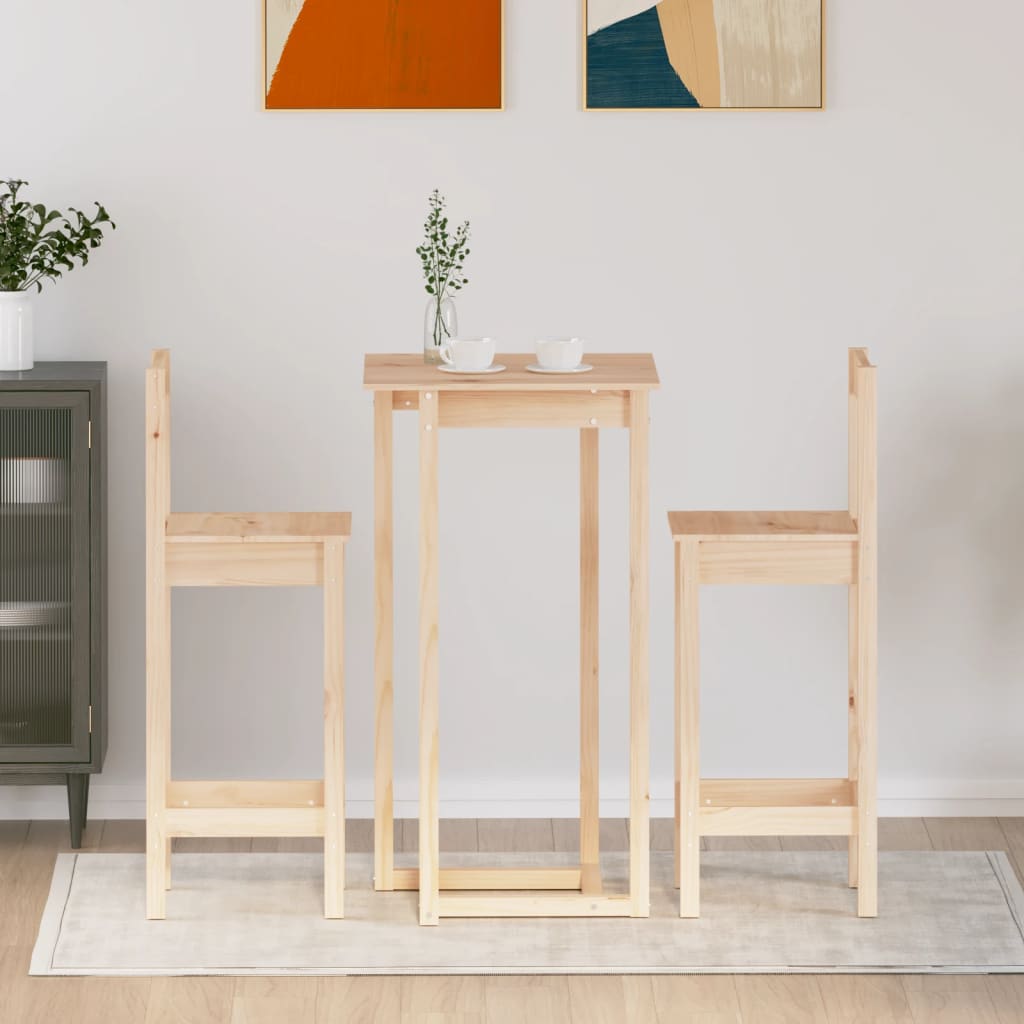 Set da Bar 3 pz in Legno Massello di Pino - homemem39