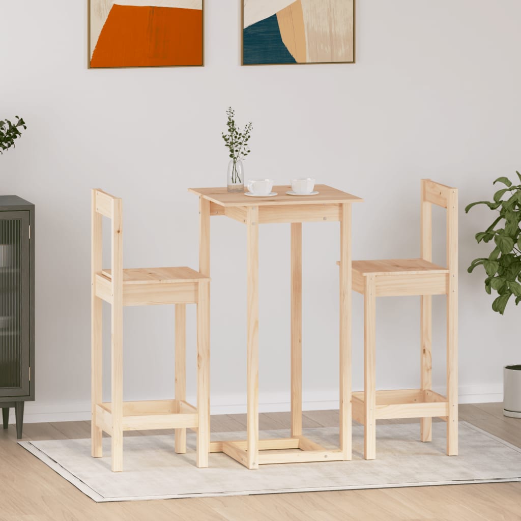 Set da Bar 3 pz in Legno Massello di Pino - homemem39