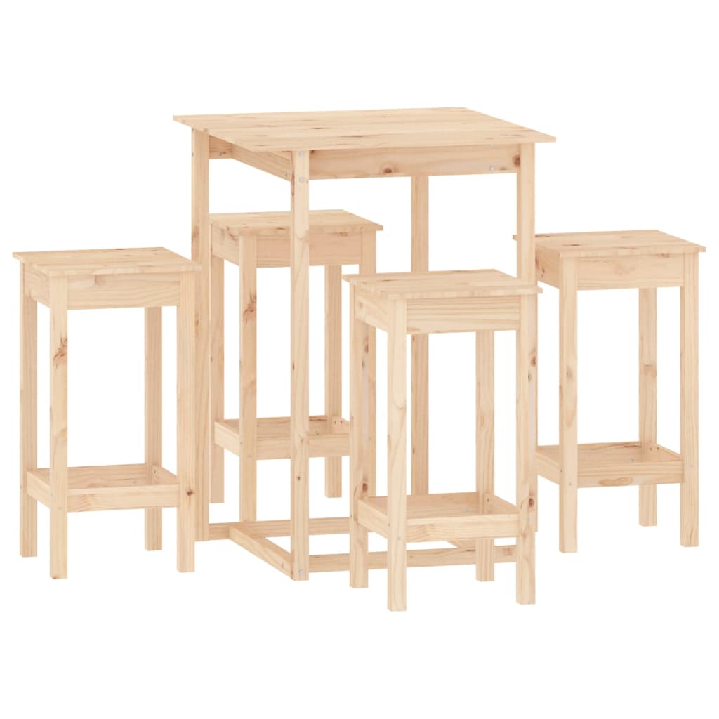 Set da Bar 5 pz in Legno Massello di Pino - homemem39