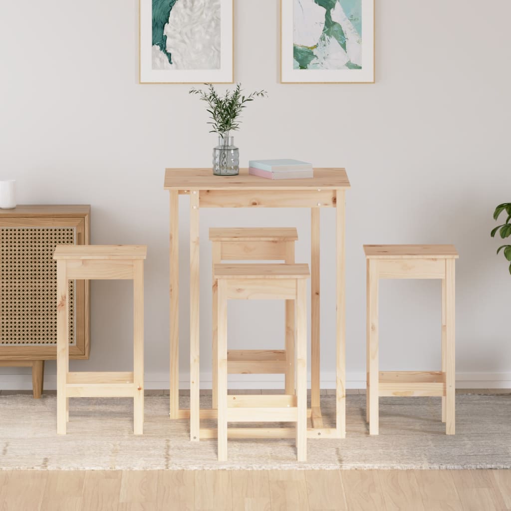 Set da Bar 5 pz in Legno Massello di Pino - homemem39