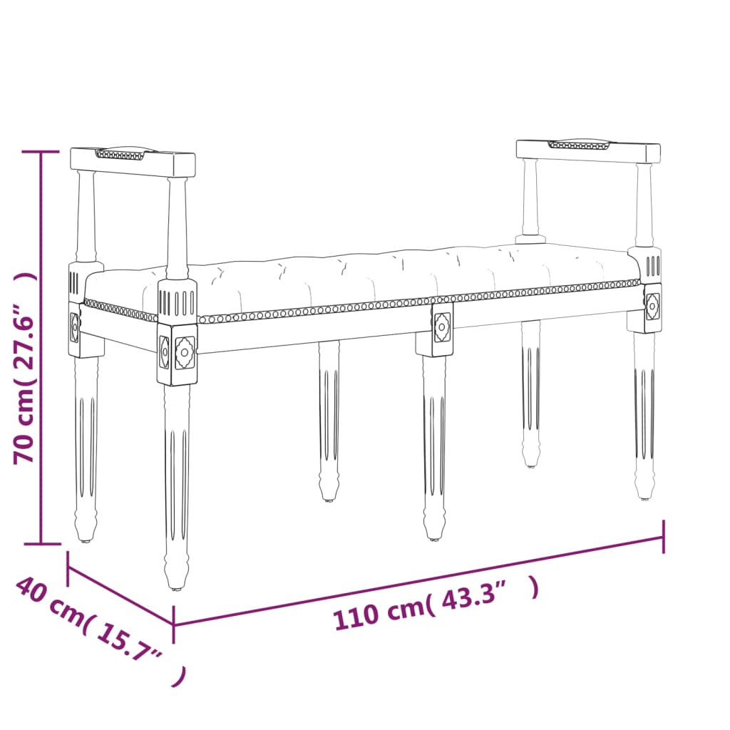 Panca Nera 110x40x70 cm in Velluto | homemem39