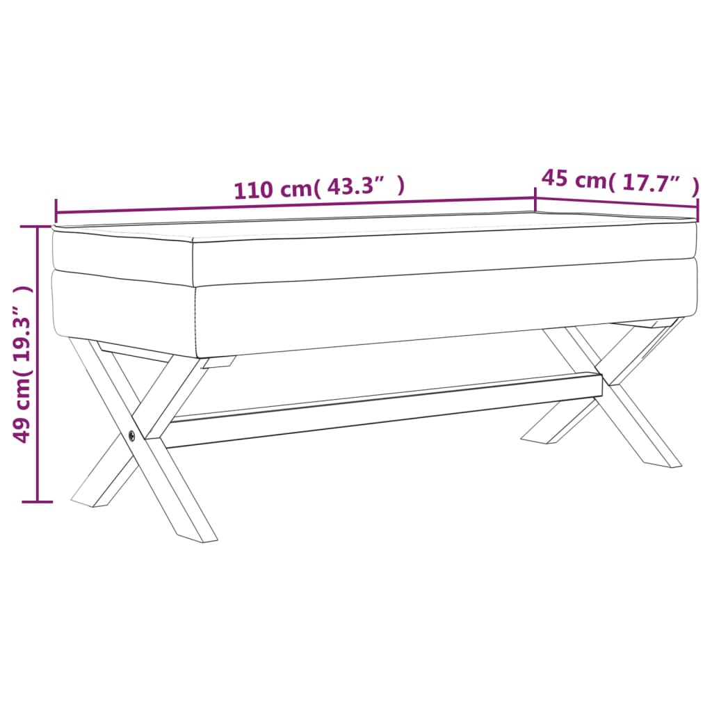 Sgabello Portaoggetti Grigio Scuro 110x45x49 cm in Tessuto | homemem39
