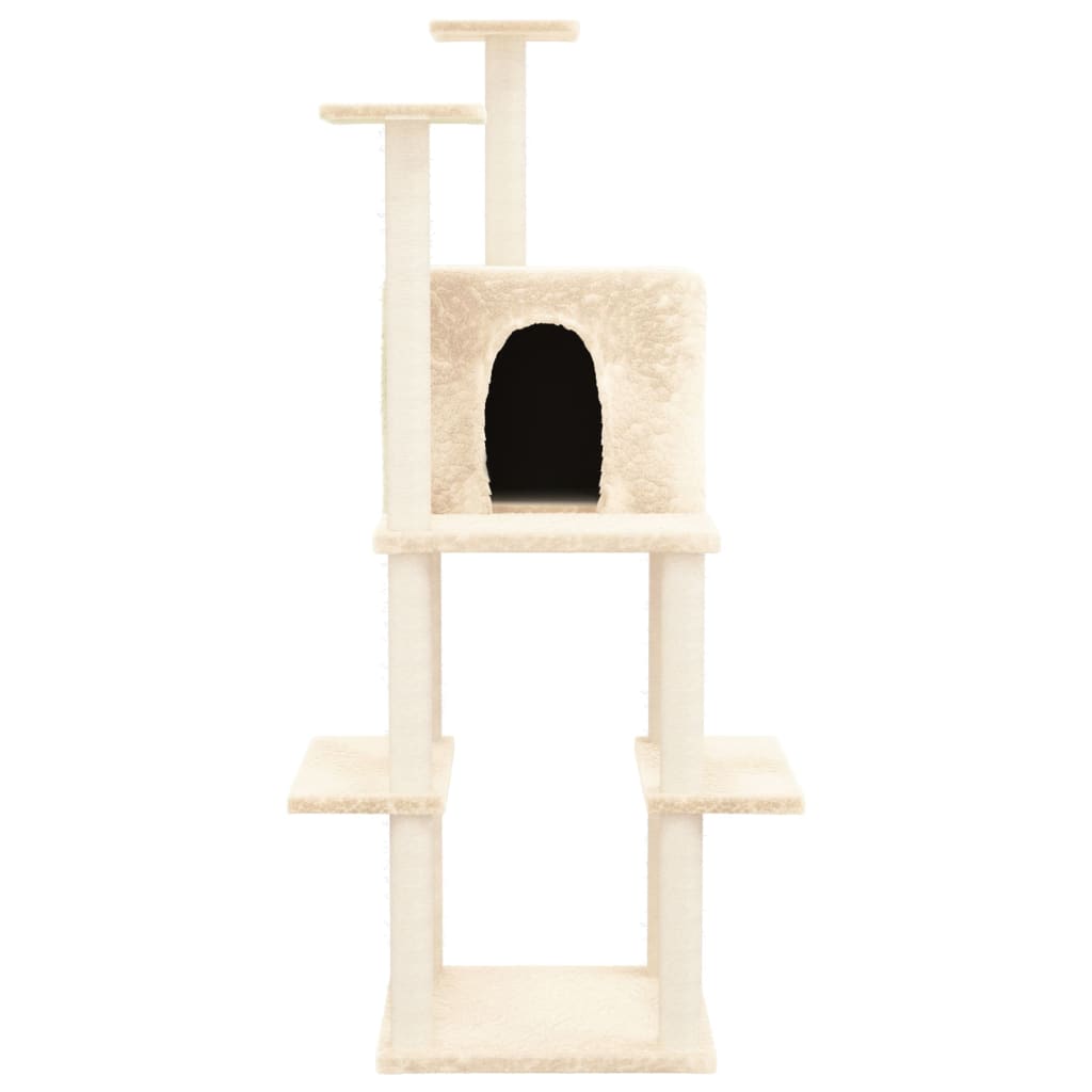 Albero per Gatti con Tiragraffi in Sisal Crema 144,5 cm - homemem39