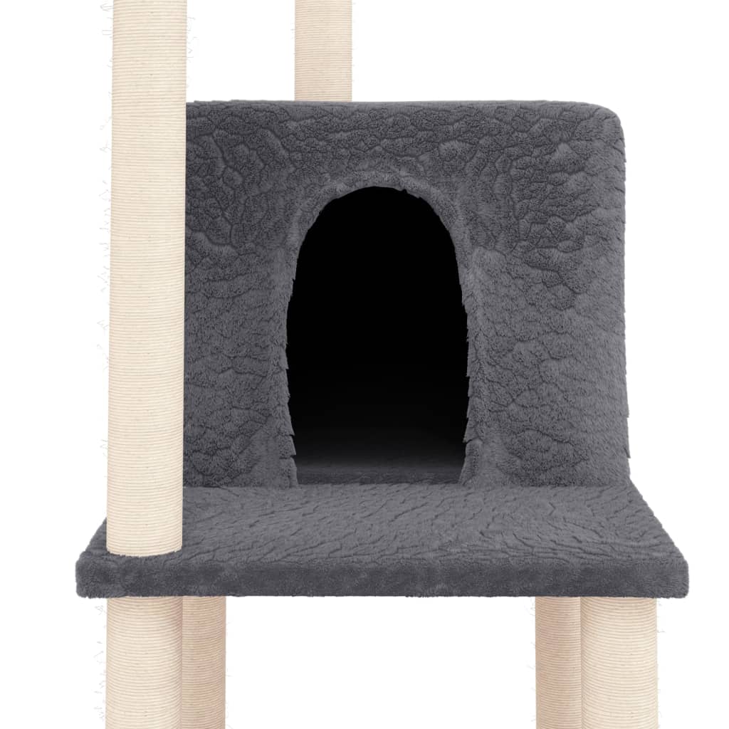 Albero per Gatti con Tiragraffi in Sisal Grigio Scuro 144,5 cm - homemem39