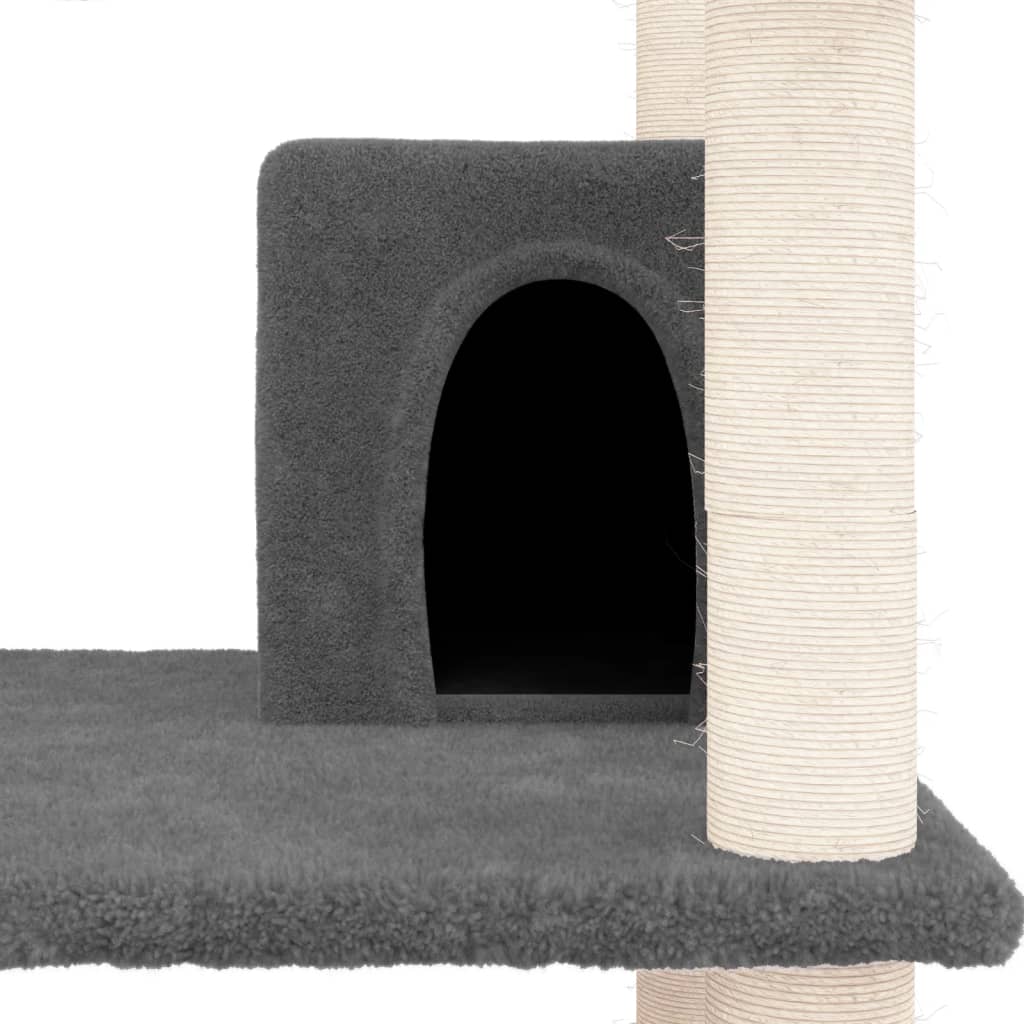 Albero per Gatti con Tiragraffi in Sisal Grigio Scuro 162 cm - homemem39