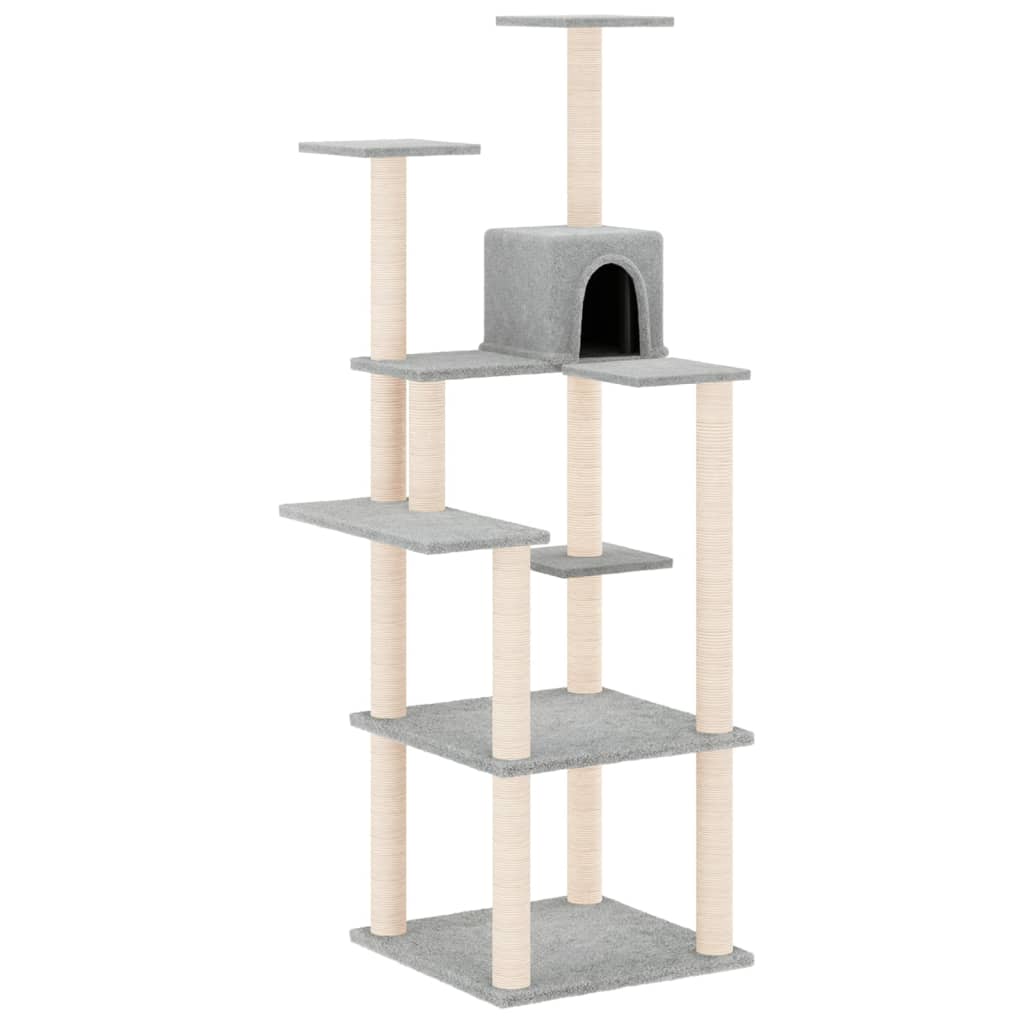 Albero per Gatti con Tiragraffi in Sisal Grigio Chiaro 153 cm - homemem39