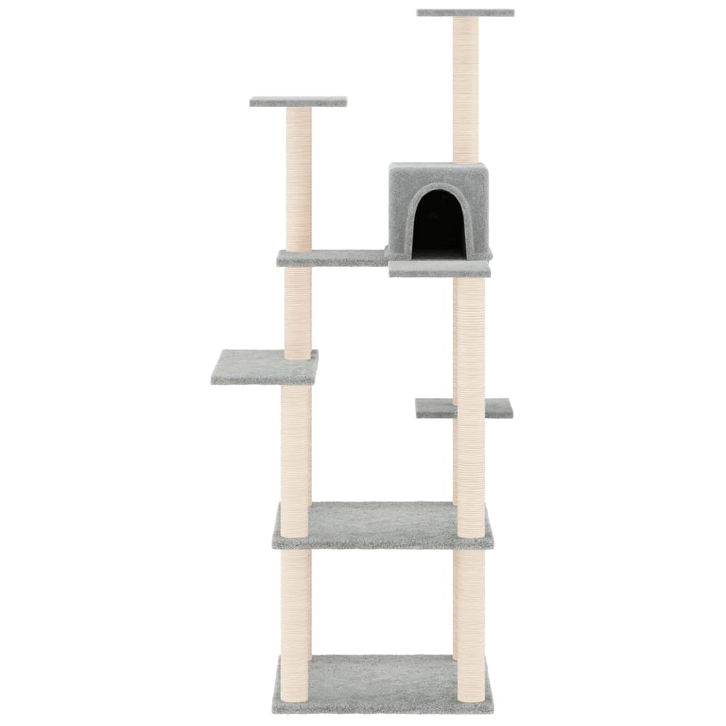 Albero per Gatti con Tiragraffi in Sisal Grigio Chiaro 153 cm - homemem39