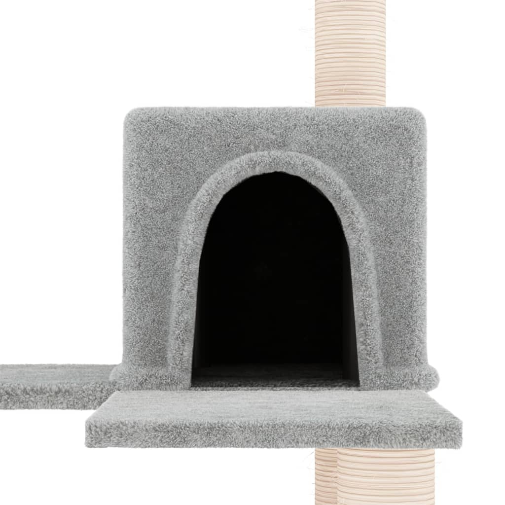 Albero per Gatti con Tiragraffi in Sisal Grigio Chiaro 153 cm - homemem39