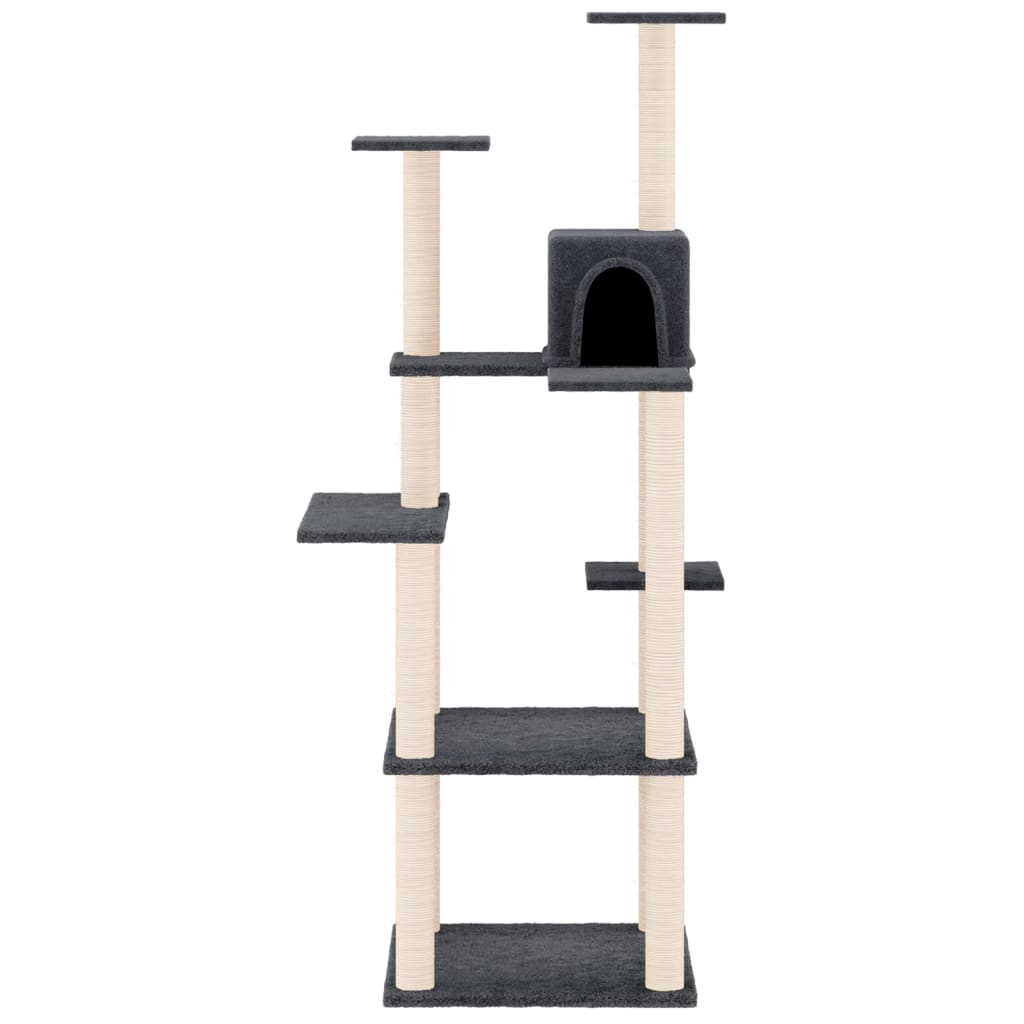 Albero per Gatti con Tiragraffi in Sisal Grigio Scuro 153 cm - homemem39