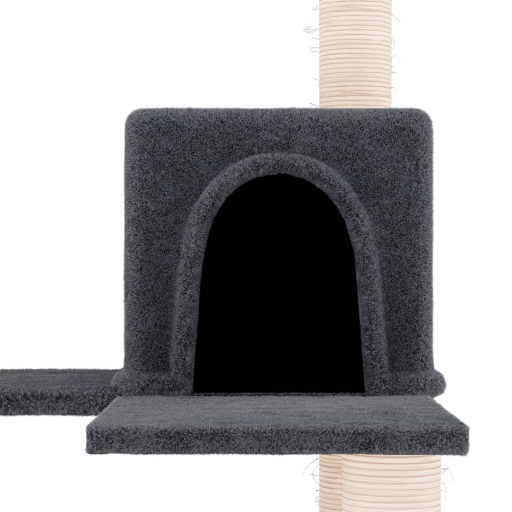 Albero per Gatti con Tiragraffi in Sisal Grigio Scuro 153 cm - homemem39