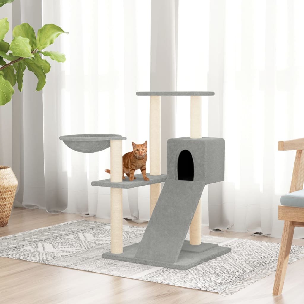 Albero per Gatti con Tiragraffi in Sisal Grigio Chiaro 82 cm - homemem39