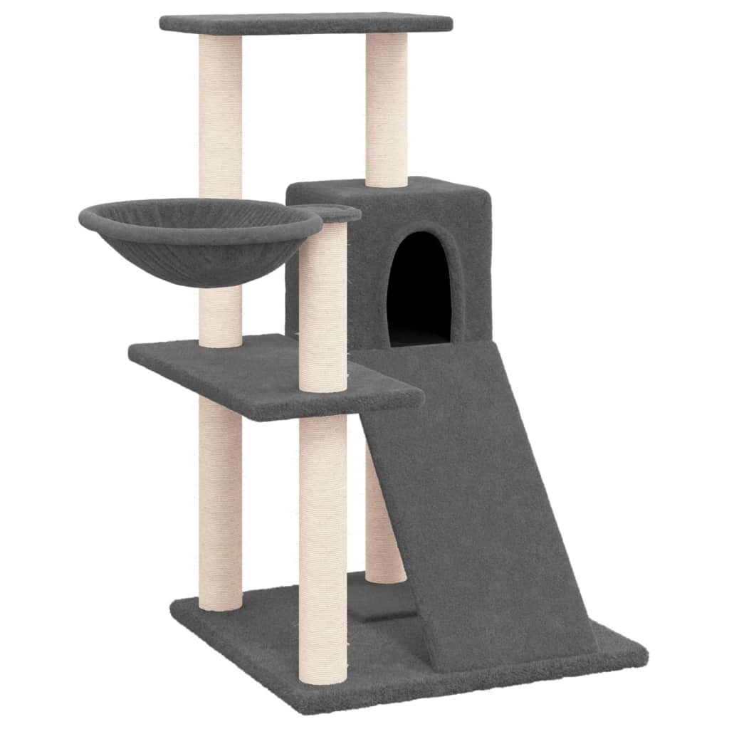 Albero per Gatti con Tiragraffi in Sisal Grigio Scuro 82 cm - homemem39