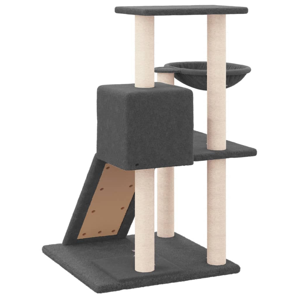 Albero per Gatti con Tiragraffi in Sisal Grigio Scuro 82 cm - homemem39