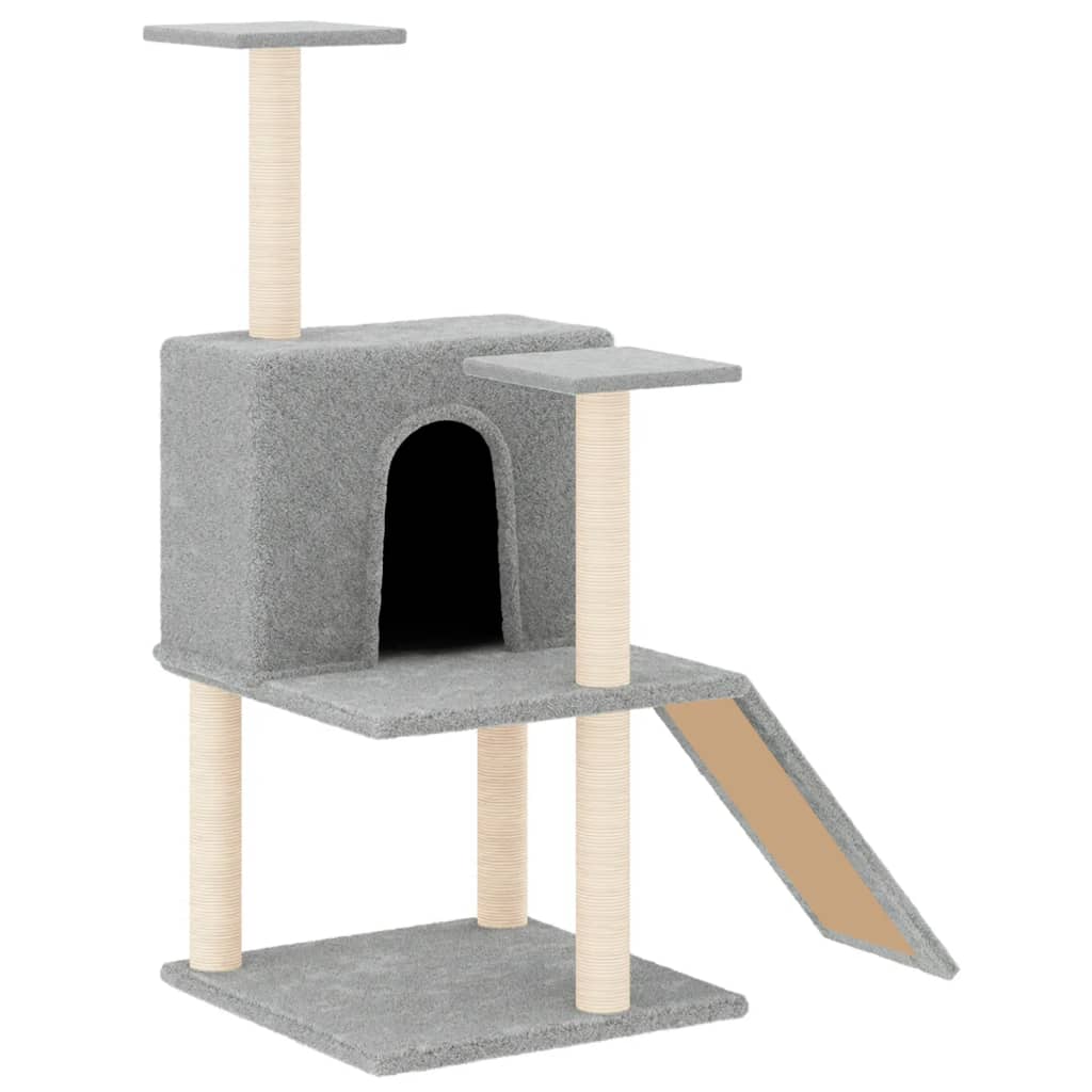 Albero per Gatti con Tiragraffi in Sisal Grigio Chiaro 109 cm - homemem39