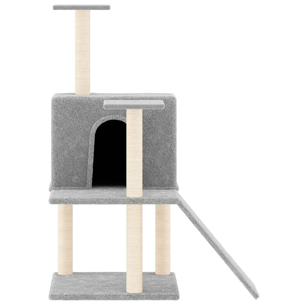 Albero per Gatti con Tiragraffi in Sisal Grigio Chiaro 109 cm - homemem39