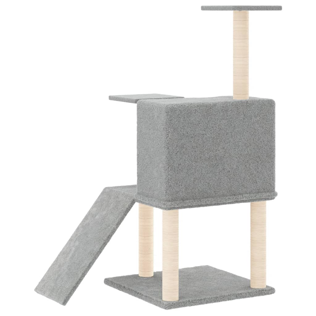 Albero per Gatti con Tiragraffi in Sisal Grigio Chiaro 109 cm - homemem39