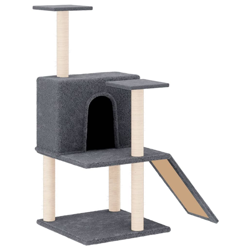 Albero per Gatti con Tiragraffi in Sisal Grigio Scuro 109 cm - homemem39