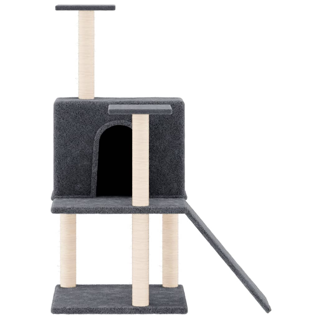 Albero per Gatti con Tiragraffi in Sisal Grigio Scuro 109 cm - homemem39