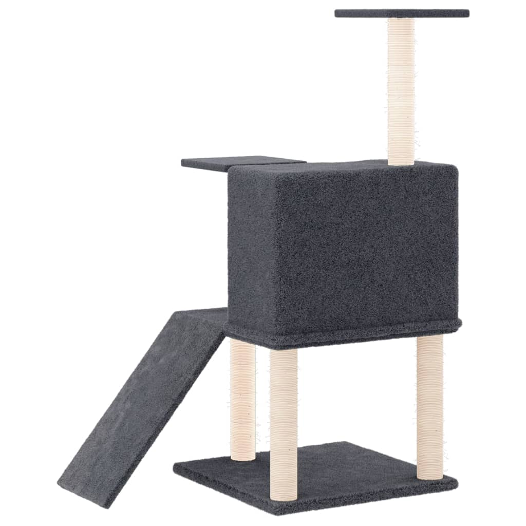 Albero per Gatti con Tiragraffi in Sisal Grigio Scuro 109 cm - homemem39