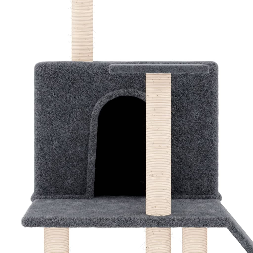 Albero per Gatti con Tiragraffi in Sisal Grigio Scuro 109 cm - homemem39