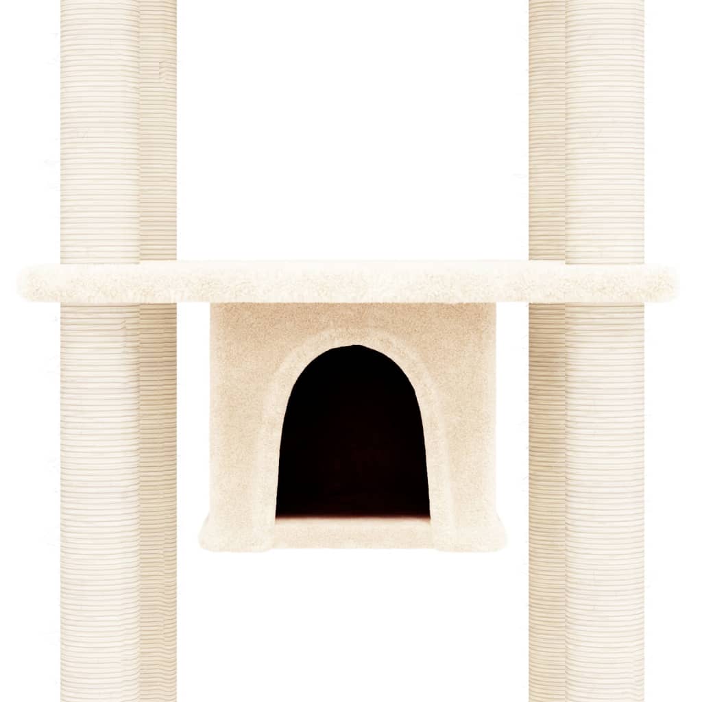 Albero per Gatti con Tiragraffi in Sisal Crema 169 cm - homemem39